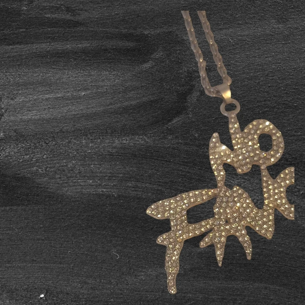 Rhinestone 'No Favors' Pendant Necklace